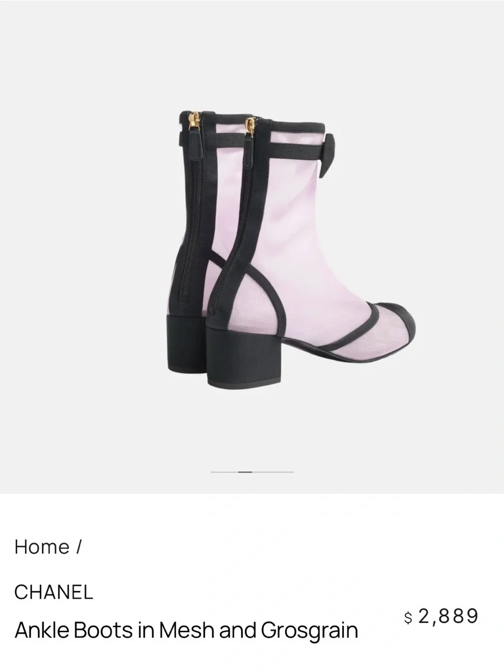 CHANEL Pink and Black Mesh Ankle Boots with Grosgrain Trim
